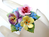 Artone Bone China Painted Flower Brooches Vintage - The Jewelry Lady's Store
