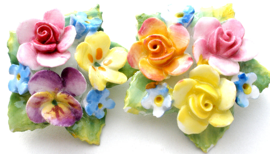 Artone Bone China Painted Flower Brooches Vintage - The Jewelry Lady's Store