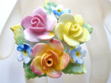 Artone Bone China Painted Flower Brooches Vintage - The Jewelry Lady's Store