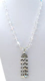 Aurora Borealis Crystal Bead Tassel Necklace Vintage - The Jewelry Lady's Store