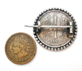 Austria 1893 Silver Corona Coin Brooch Antique - The Jewelry Lady's Store