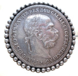 Austria 1893 Silver Corona Coin Brooch Antique - The Jewelry Lady's Store