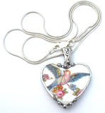 Bird Broken China Pendant Necklace 925 - The Jewelry Lady's Store