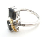 Black Agate & Crystal Ring 925 Chuck Clemency Size 9 - The Jewelry Lady's Store