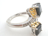 Black Agate & Crystal Ring 925 Chuck Clemency Size 9 - The Jewelry Lady's Store