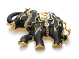 Black Enamel Elephant With Rhinestones Vintage Pin - The Jewelry Lady's Store