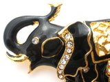 Black Enamel Elephant With Rhinestones Vintage Pin - The Jewelry Lady's Store