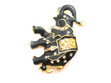 Black Enamel Elephant With Rhinestones Vintage Pin - The Jewelry Lady's Store