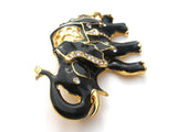 Black Enamel Elephant With Rhinestones Vintage Pin - The Jewelry Lady's Store