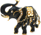 Black Enamel Elephant With Rhinestones Vintage Pin - The Jewelry Lady's Store