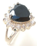 Black Heart CZ Halo Ring Sterling Silver Size 8 - The Jewelry Lady's Store