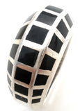 Black Onyx Sterling Silver Ring Size 8 Vintage - The Jewelry Lady's Store