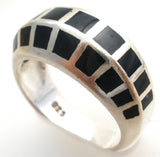 Black Onyx Sterling Silver Ring Size 8 Vintage - The Jewelry Lady's Store