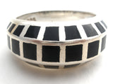 Black Onyx Sterling Silver Ring Size 8 Vintage - The Jewelry Lady's Store