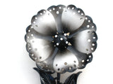 Black White Enamel Flower Brooch Pin Hedy - The Jewelry Lady's Store