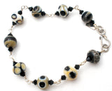 Black & White Art Glass Bead Bracelet JWL - The Jewelry Lady's Store