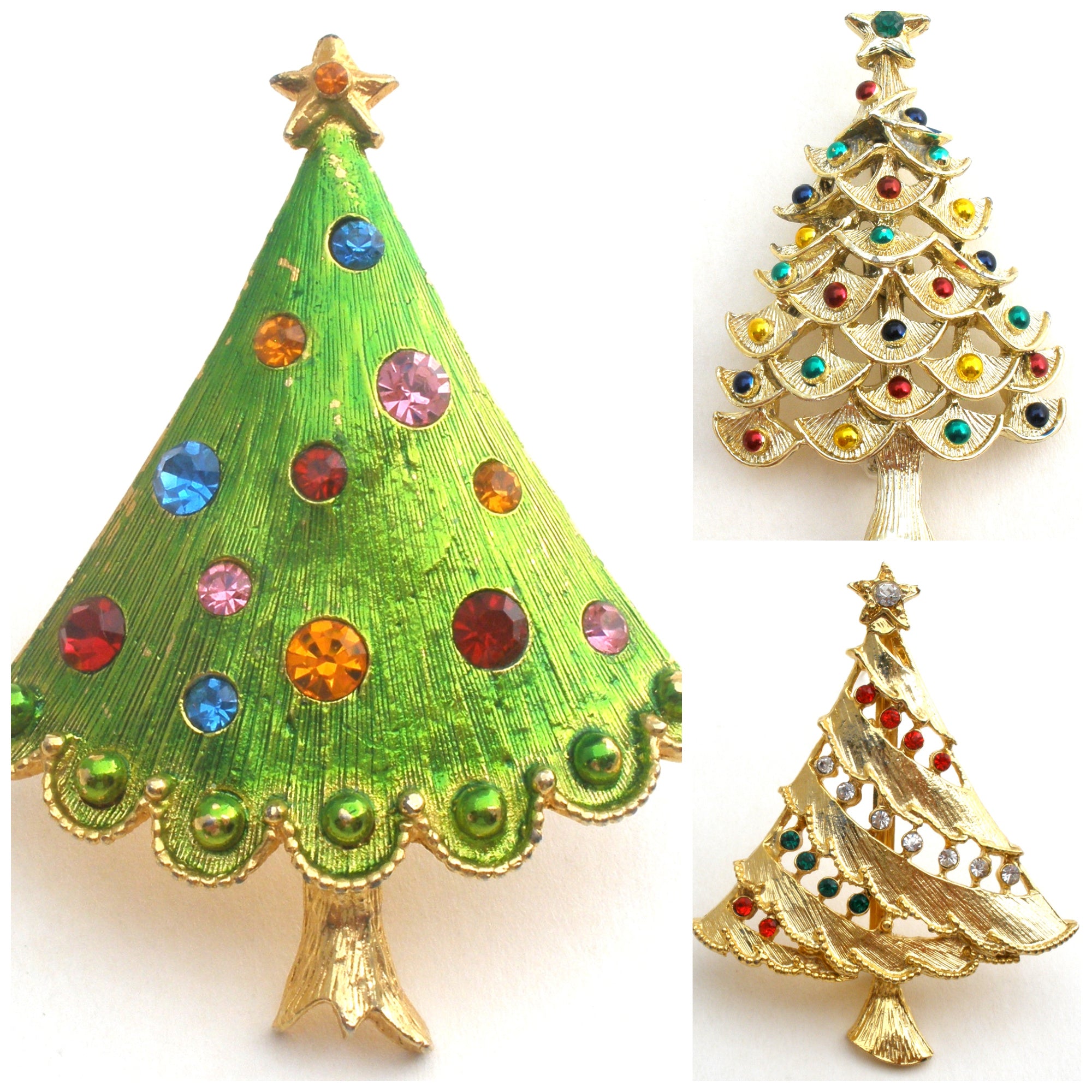 Christmas Tree Pins Lot of 3 Vintage Brooches – The Jewelry Lady's