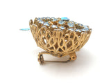Blue Enamel & Rhinestone Flower Brooch Pin Vintage - The Jewelry Lady's Store
