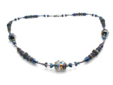 Blue Murano Glass & Star Bead Necklace 24" - The Jewelry Lady's Store