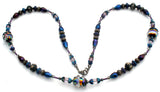 Blue Murano Glass & Star Bead Necklace 24" - The Jewelry Lady's Store