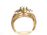 Blue Topaz & Diamond Ring 10K Gold Size 5 - The Jewelry Lady's Store