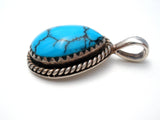 Blue Turquoise Sterling Silver Pendant Vintage - The Jewelry Lady's Store