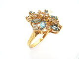 Blue & Clear CZ Cocktail Ring Size 10.5 - The Jewelry Lady's Store