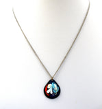 Blue Enamel Pendant Necklace Vintage 18" - The Jewelry Lady's Store