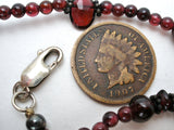 Bohemian Garnet Bead Necklace 17" Vintage - The Jewelry Lady's Store