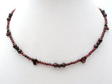 Bohemian Garnet Bead Necklace 17" Vintage - The Jewelry Lady's Store