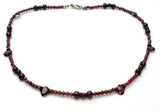 Bohemian Garnet Bead Necklace 17" Vintage - The Jewelry Lady's Store