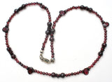 Bohemian Garnet Bead Necklace 17" Vintage - The Jewelry Lady's Store