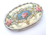 Broken China Rose Oval Brooch Vintage - The Jewelry Lady's Store