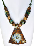 Brown Ceramic Enamel Bead Pendant Necklace - The Jewelry Lady's Store