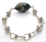 Brown Murano Glass Bead Sterling Silver Bracelet 7" - The Jewelry Lady's Store