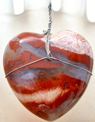 Brown & Gray Heart Agate Pendant