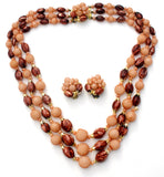 Brown & Pink Vintage Bead Necklace Set - The Jewelry Lady's Store