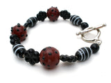 Brown and Black Lampwork Art Glass Bead Bracelet 8.75" - The Jewelry Lady's Store