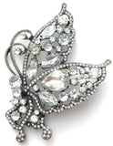 Butterfly Brooch Pin with Clear Rhinestones Vintage - The Jewelry Lady's Store