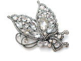 Butterfly Brooch Pin with Clear Rhinestones Vintage - The Jewelry Lady's Store