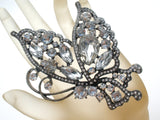 Butterfly Brooch Pin with Clear Rhinestones Vintage - The Jewelry Lady's Store