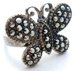Butterfly Ring With Marcasites Size 6 - The Jewelry Lady's Store