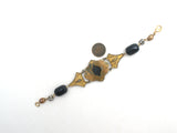Cameo Silhouette Bead Rhinestone Brass Bracelet - The Jewelry Lady's Store
