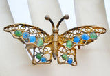 Cannetille Enamel Butterfly 800 Silver Vintage - The Jewelry Lady's Store