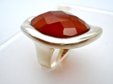 Carnelian Statement Ring Sterling Silver Size 5.5 - The Jewelry Lady's Store