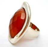 Carnelian Statement Ring Sterling Silver Size 5.5 - The Jewelry Lady's Store