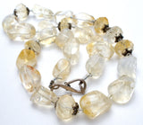 Champagne & Clear Crystal Quartz Bead Necklace 15" - The Jewelry Lady's Store