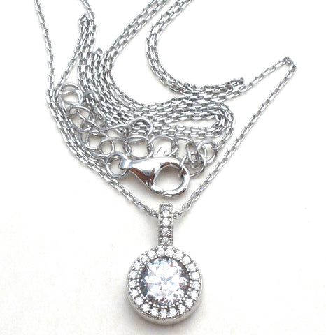 Channel Set Cubic Zirconia Sterling Silver Necklace 18"