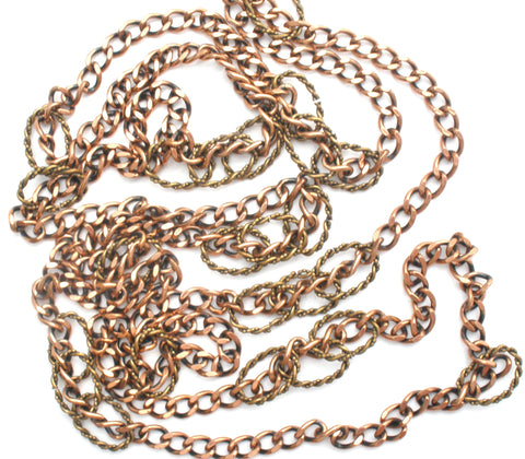Copper Link Necklace 60" Long Vintage