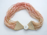 Crocheted Pink Bead Torsade Necklace Vintage - The Jewelry Lady's Store